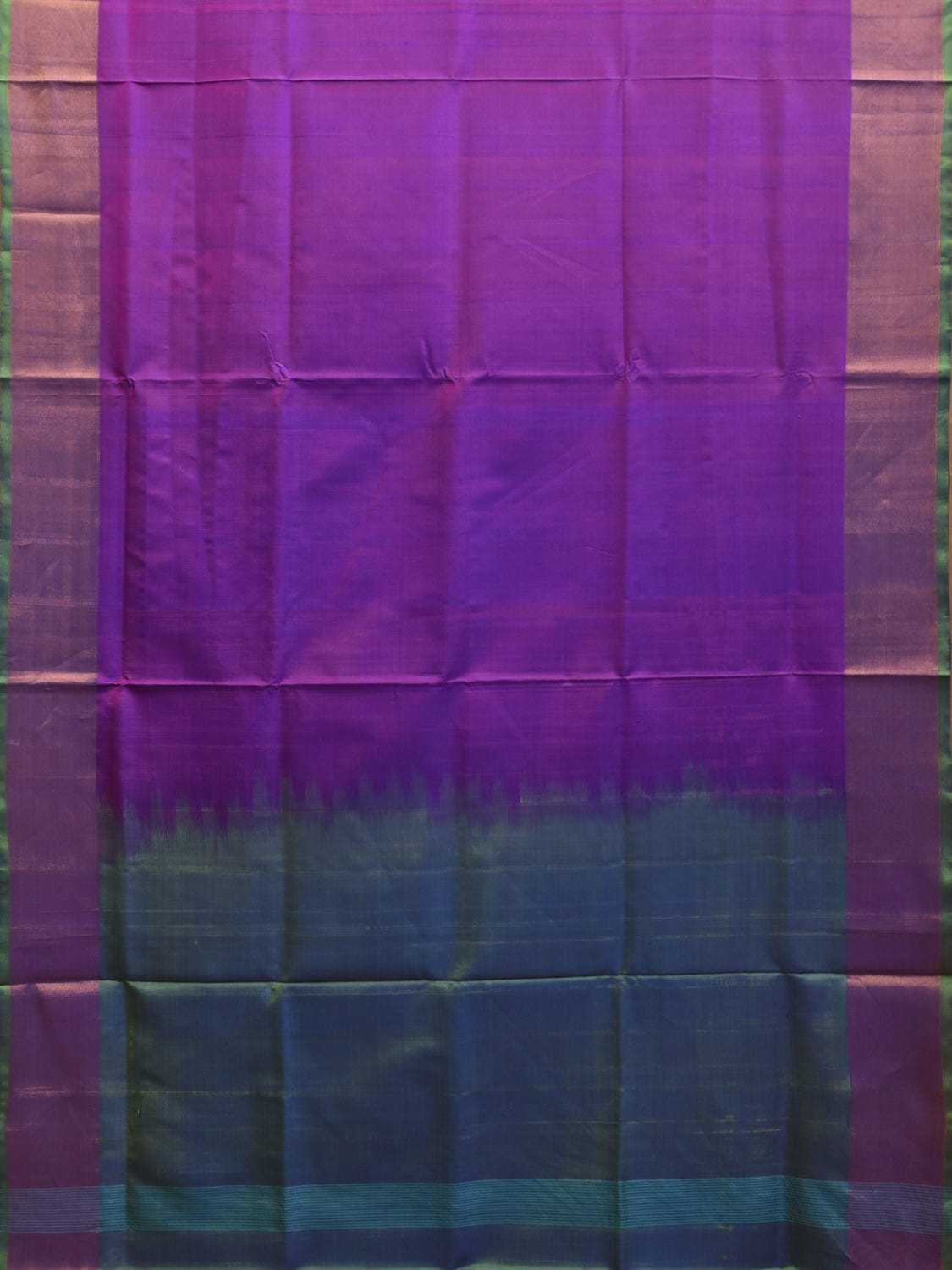 Purple and Teal Uppada Plain Silk Handloom Saree with Contrast Pallu Design u2232