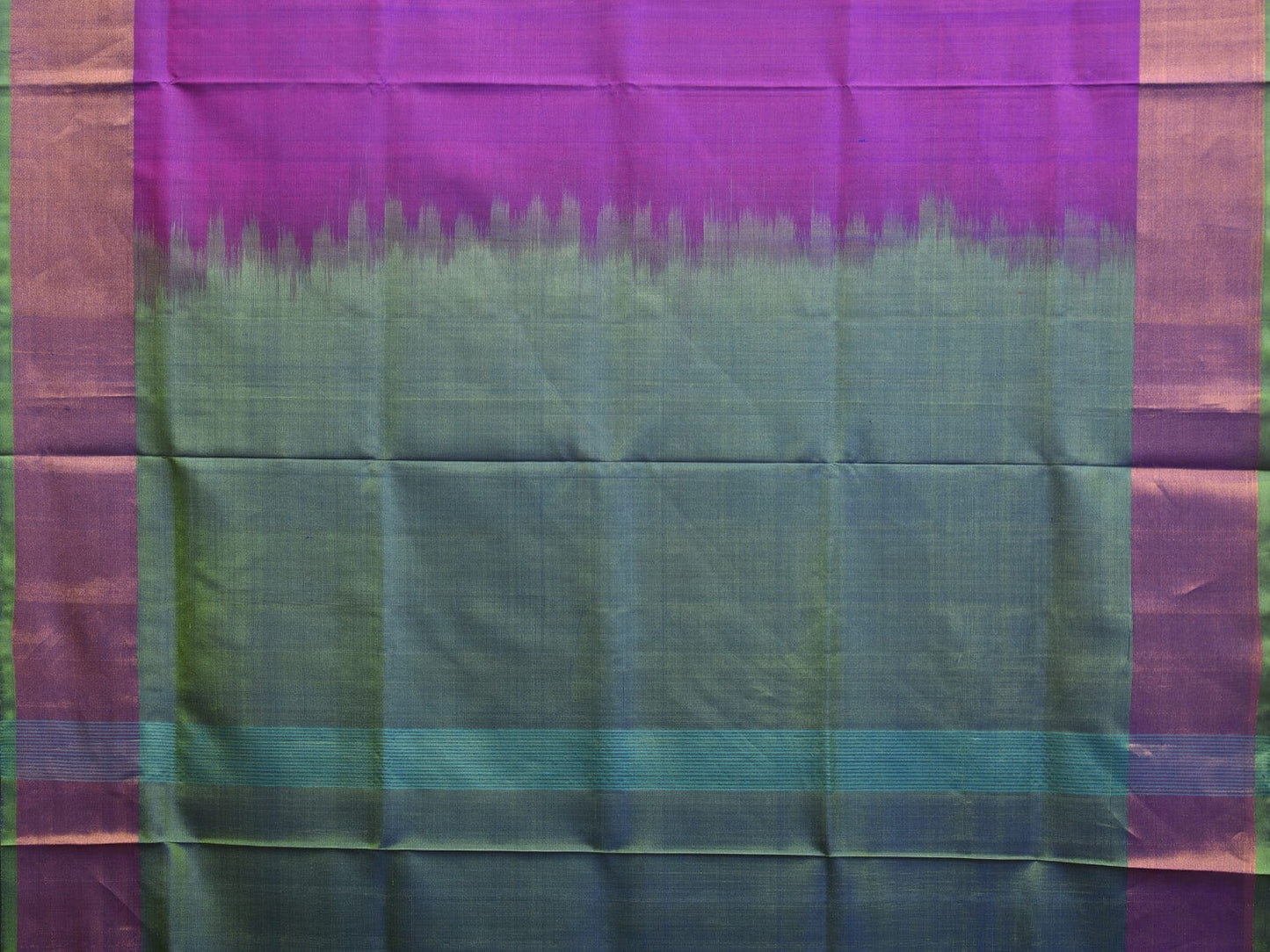 Purple and Teal Uppada Plain Silk Handloom Saree with Contrast Pallu Design u2232