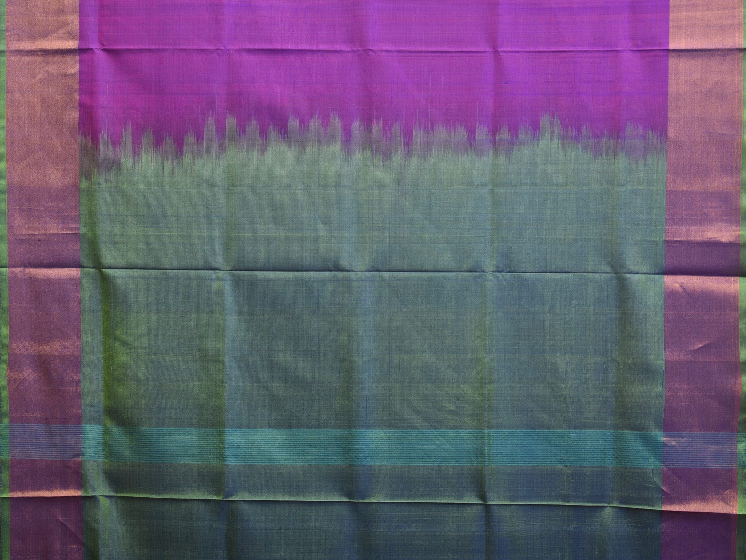 Purple and Teal Uppada Plain Silk Handloom Saree with Contrast Pallu Design u2232