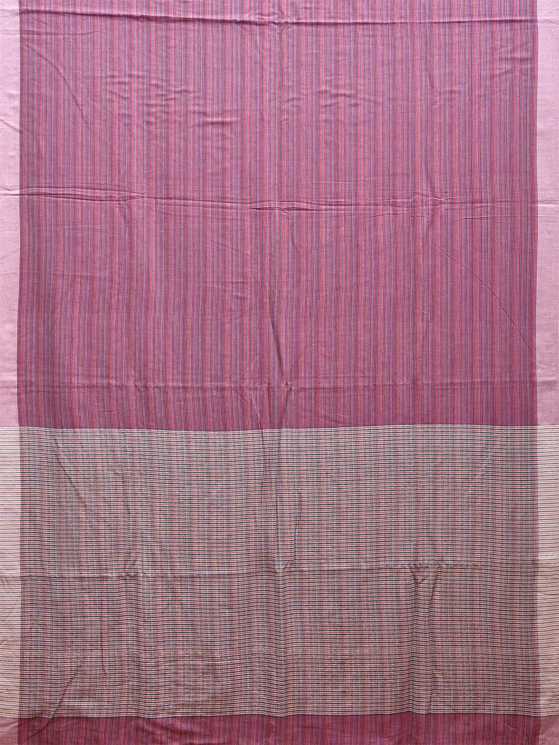 Purple and White Organic Cotton Saree with Strips Design o0572