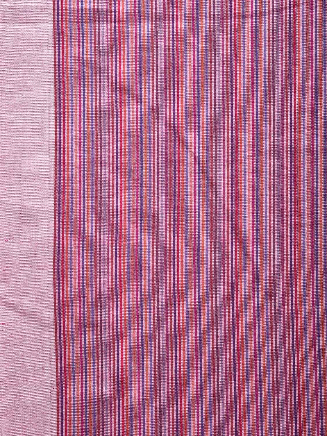 Purple and White Organic Cotton Saree with Strips Design o0572
