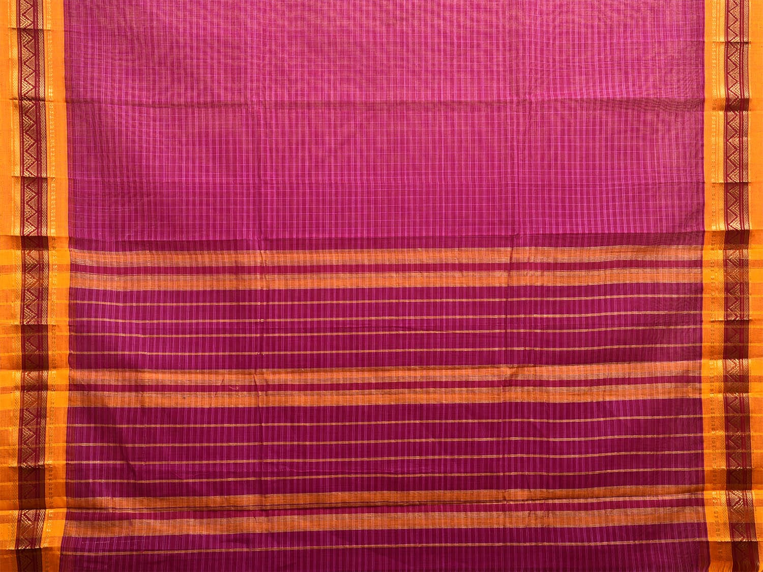 Purple and Yellow Narayanpet Cotton Handloom Saree with Checks Design No Blouse np1037