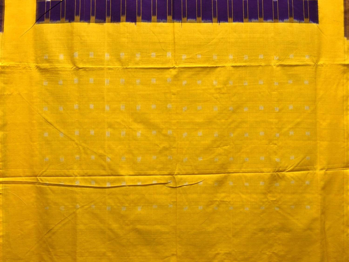 Purple and Yellow Pochampally Ikat Cotton Handloom Saree with Checks Design i0616