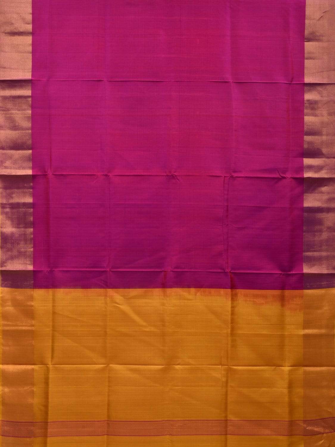 Purple and Yellow Uppada Silk Handloom Plain Saree with Contrast Pallu Design u1801