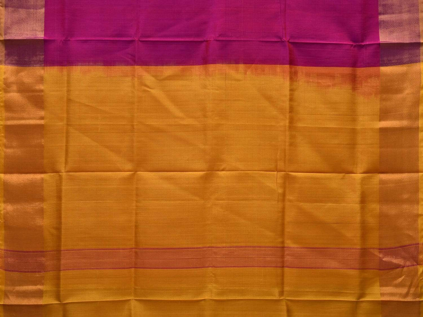 Purple and Yellow Uppada Silk Handloom Plain Saree with Contrast Pallu Design u1801