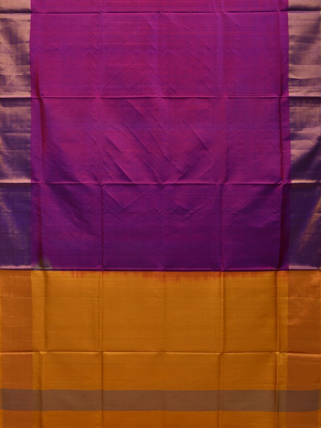 Purple and Yellow Uppada Silk Handloom Plain Saree with Contrast Pallu Design u1839