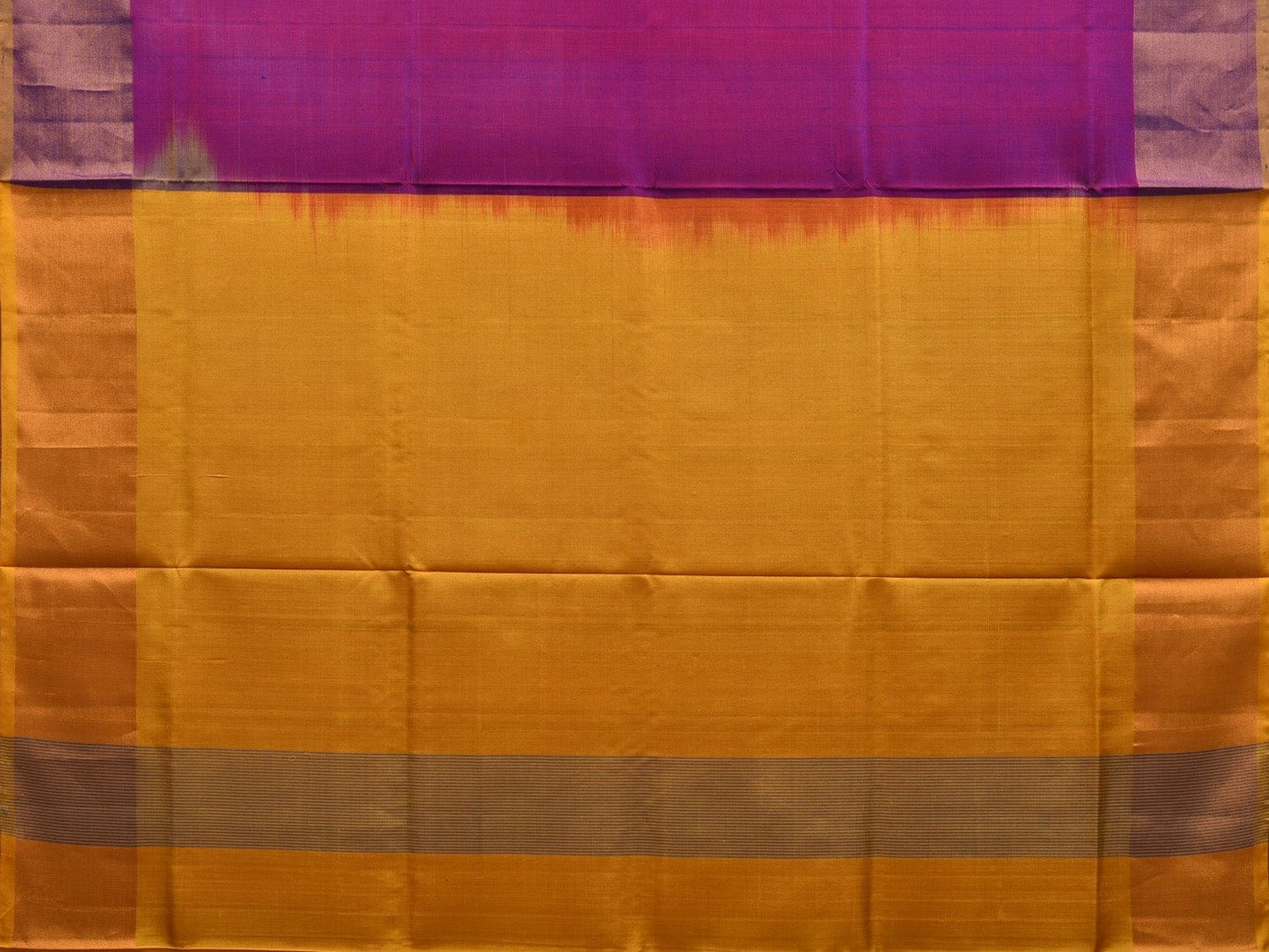 Purple and Yellow Uppada Silk Handloom Plain Saree with Contrast Pallu Design u1839