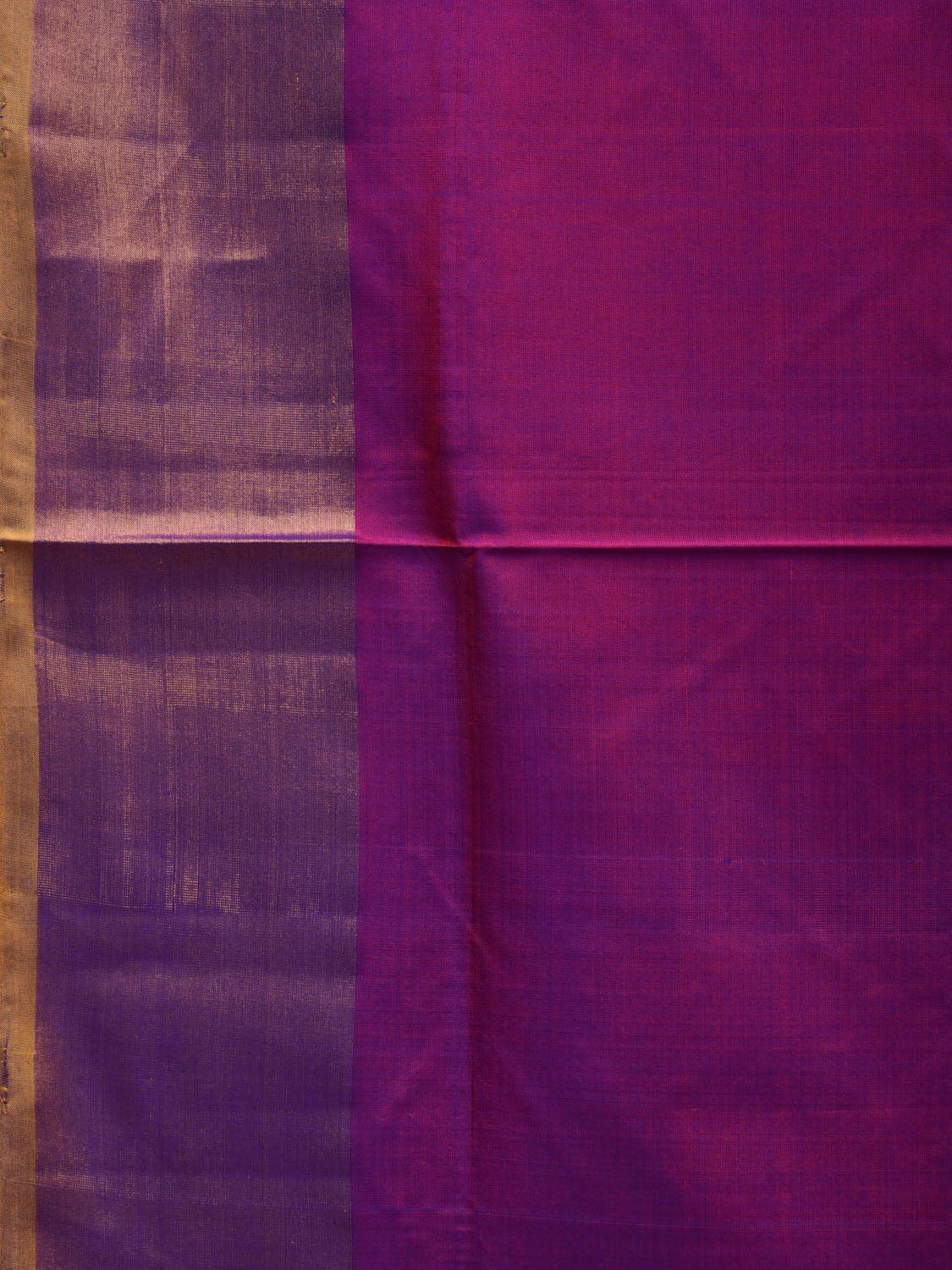 Purple and Yellow Uppada Silk Handloom Plain Saree with Contrast Pallu Design u1839