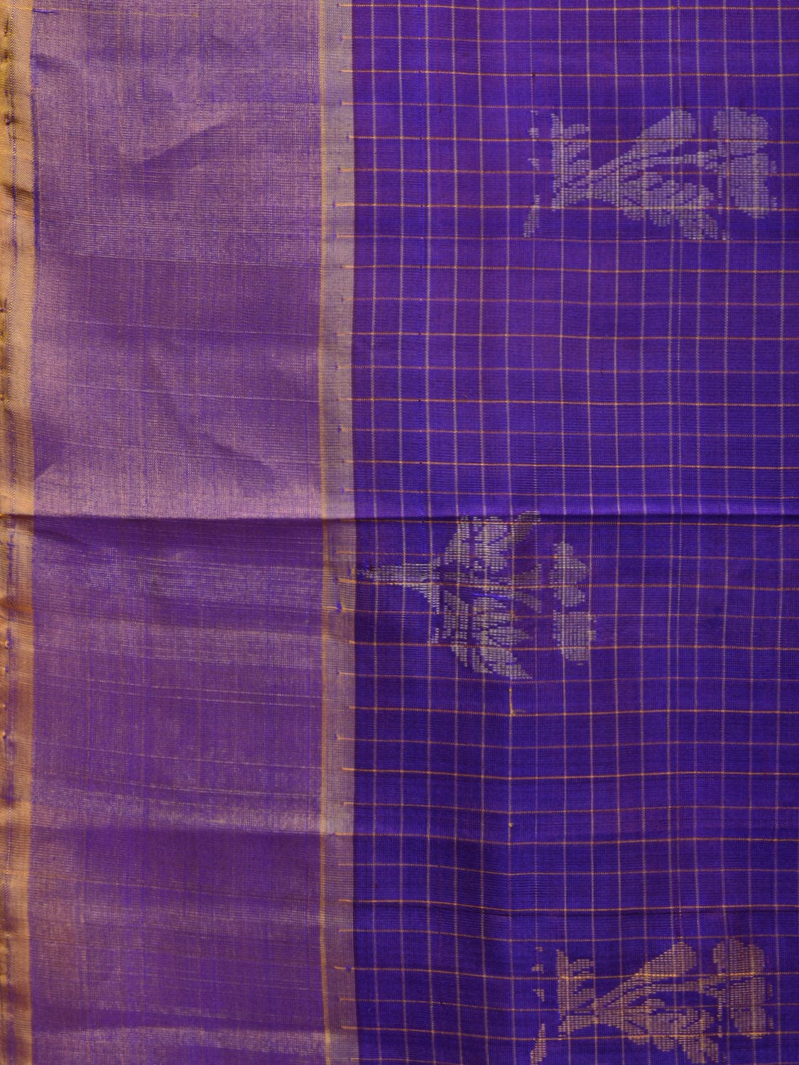 Purple and Yellow Uppada Silk Handloom Saree with Body Buta and Checks Design u2134