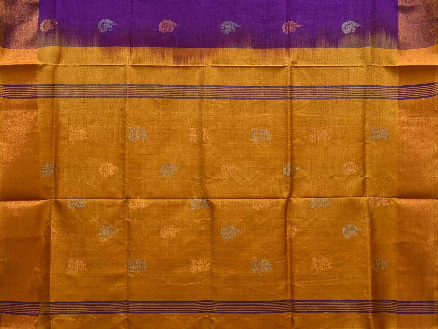 Purple and Yellow Uppada Silk Handloom Saree with Body Buta Design u1781