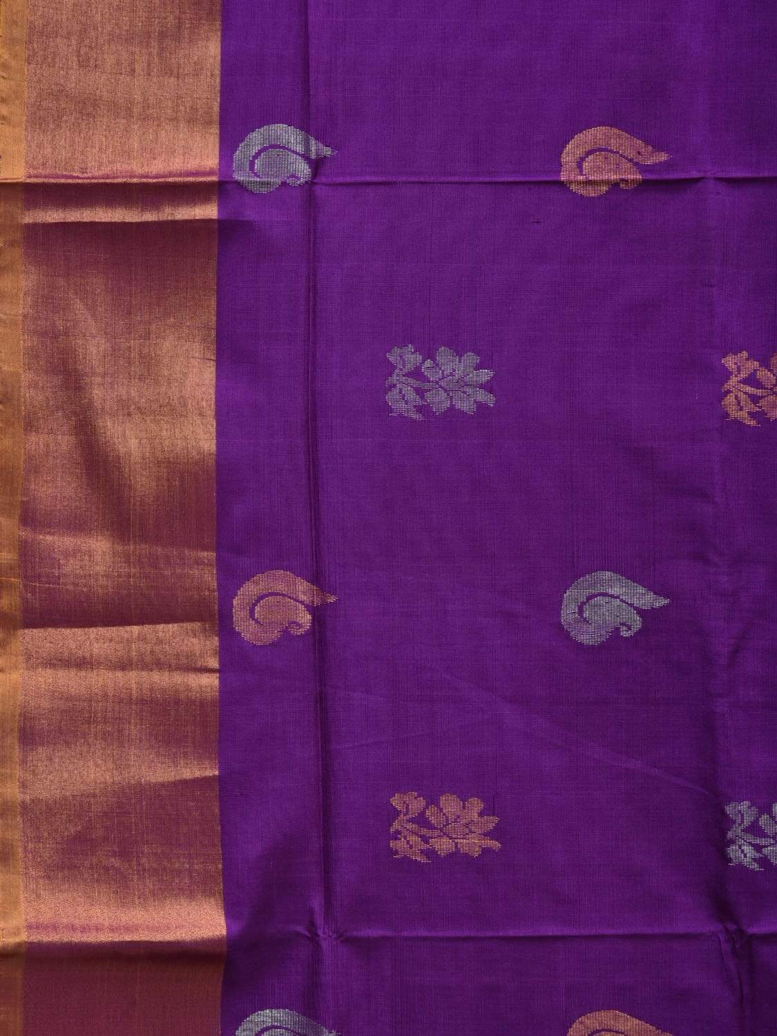 Purple and Yellow Uppada Silk Handloom Saree with Body Buta Design u1781