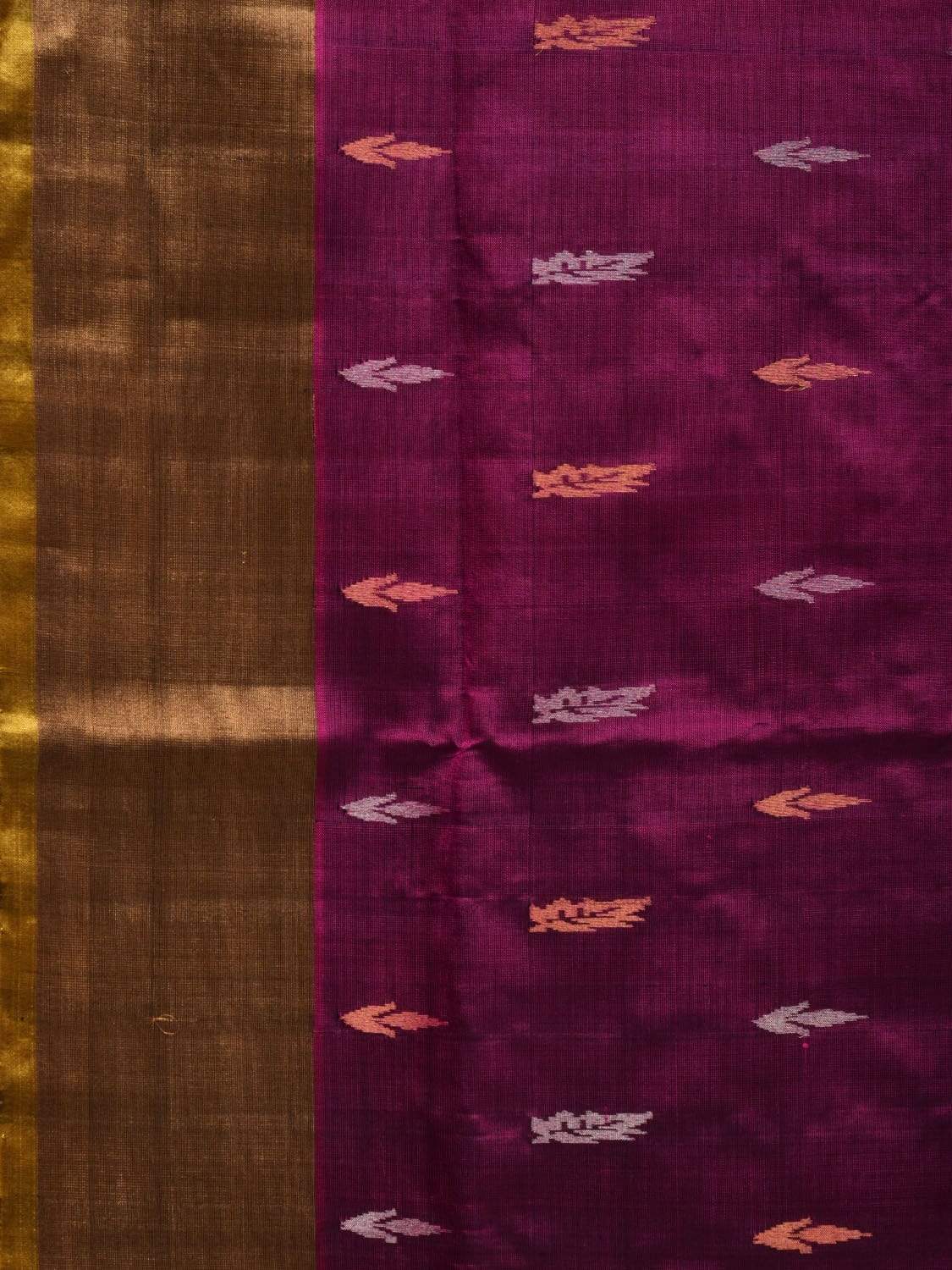 Purple and Yellow Uppada Silk Handloom Saree with Buta and Contrast Pallu Design u1805