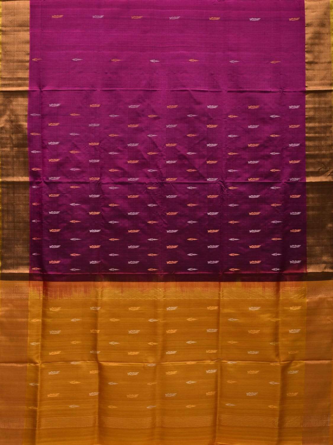 Purple and Yellow Uppada Silk Handloom Saree with Buta and Contrast Pallu Design u1805
