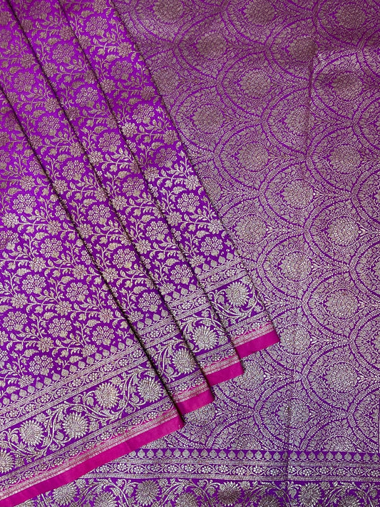 Purple Antique Zari Banaras Katan Intricate Allover Brocade Saree with   Border and Pallu Design b0350ds