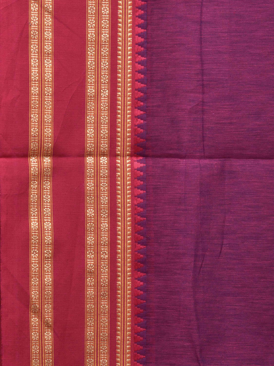 Purple Bamboo Cotton Plain Saree with Border Design bc0080