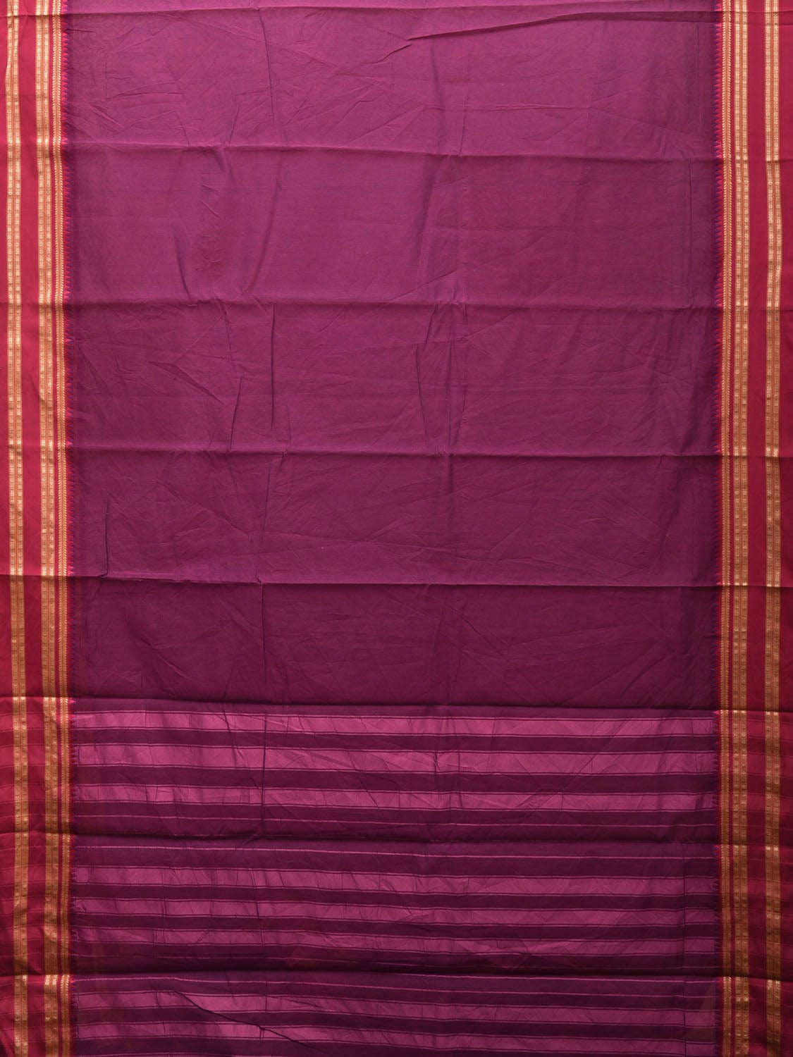Purple Bamboo Cotton Plain Saree with Border Design bc0080