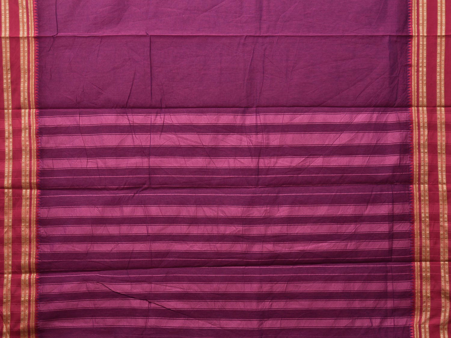 Purple Bamboo Cotton Plain Saree with Border Design bc0080