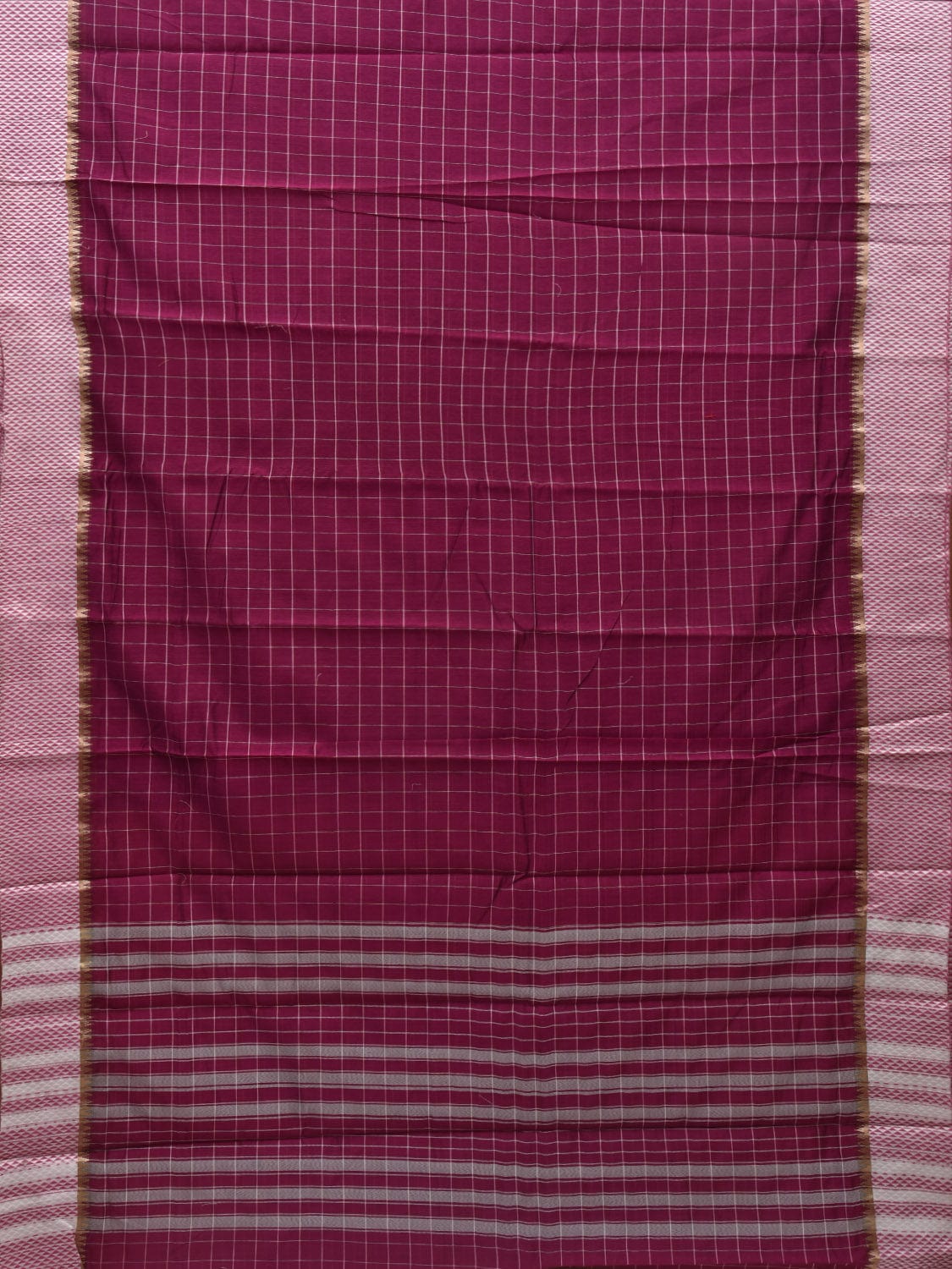 Purple Bamboo Cotton Saree with Checks Design bc0050