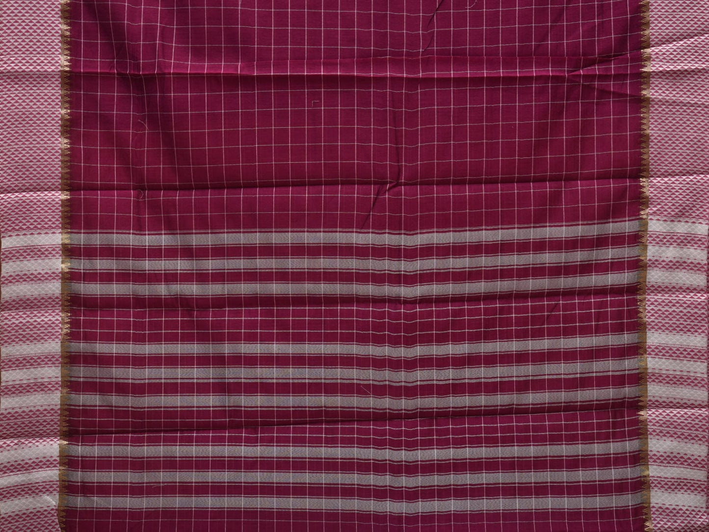 Purple Bamboo Cotton Saree with Checks Design bc0050