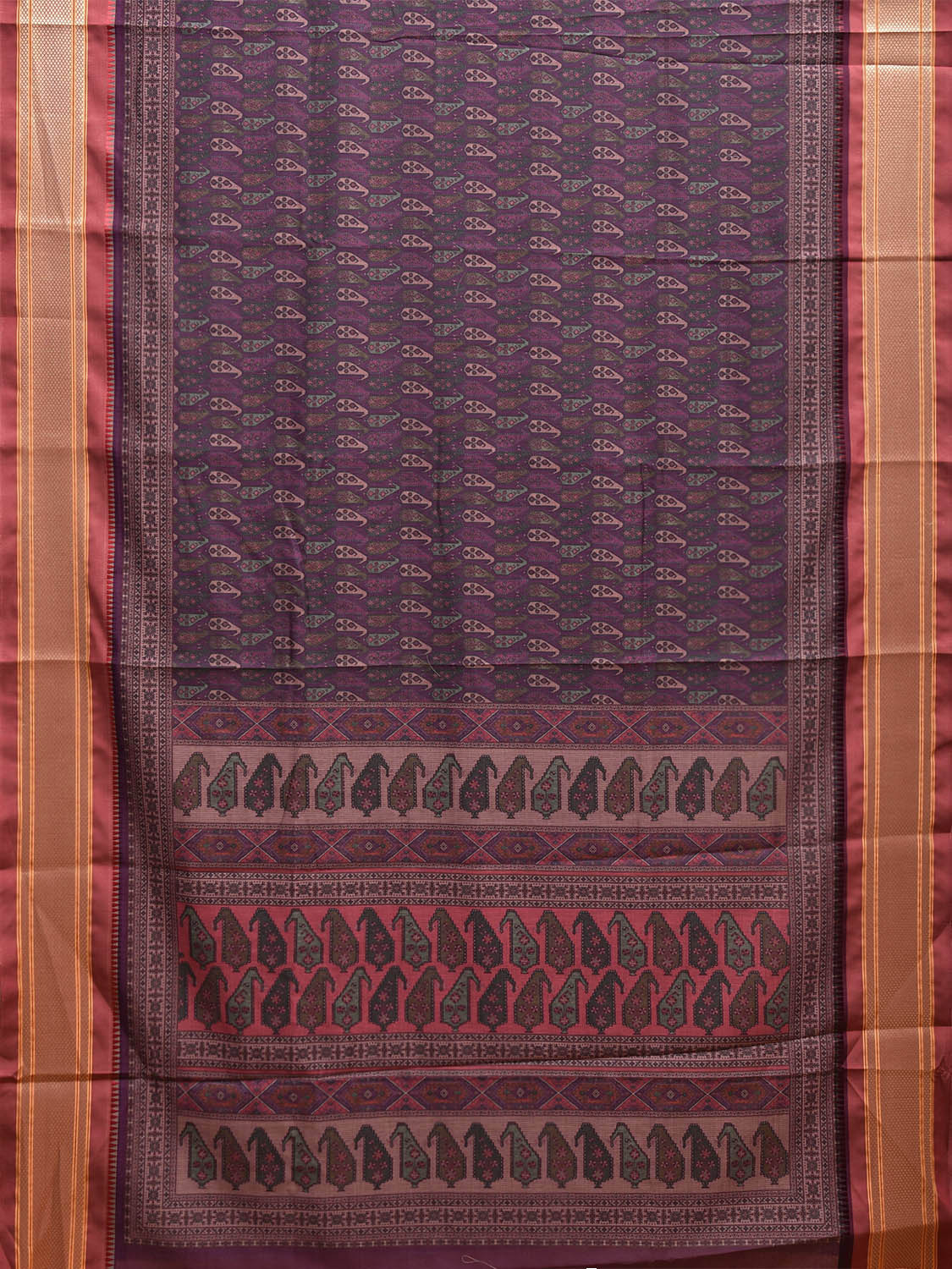 Purple Bamboo Cotton Saree with DIgital Print Design bc0662