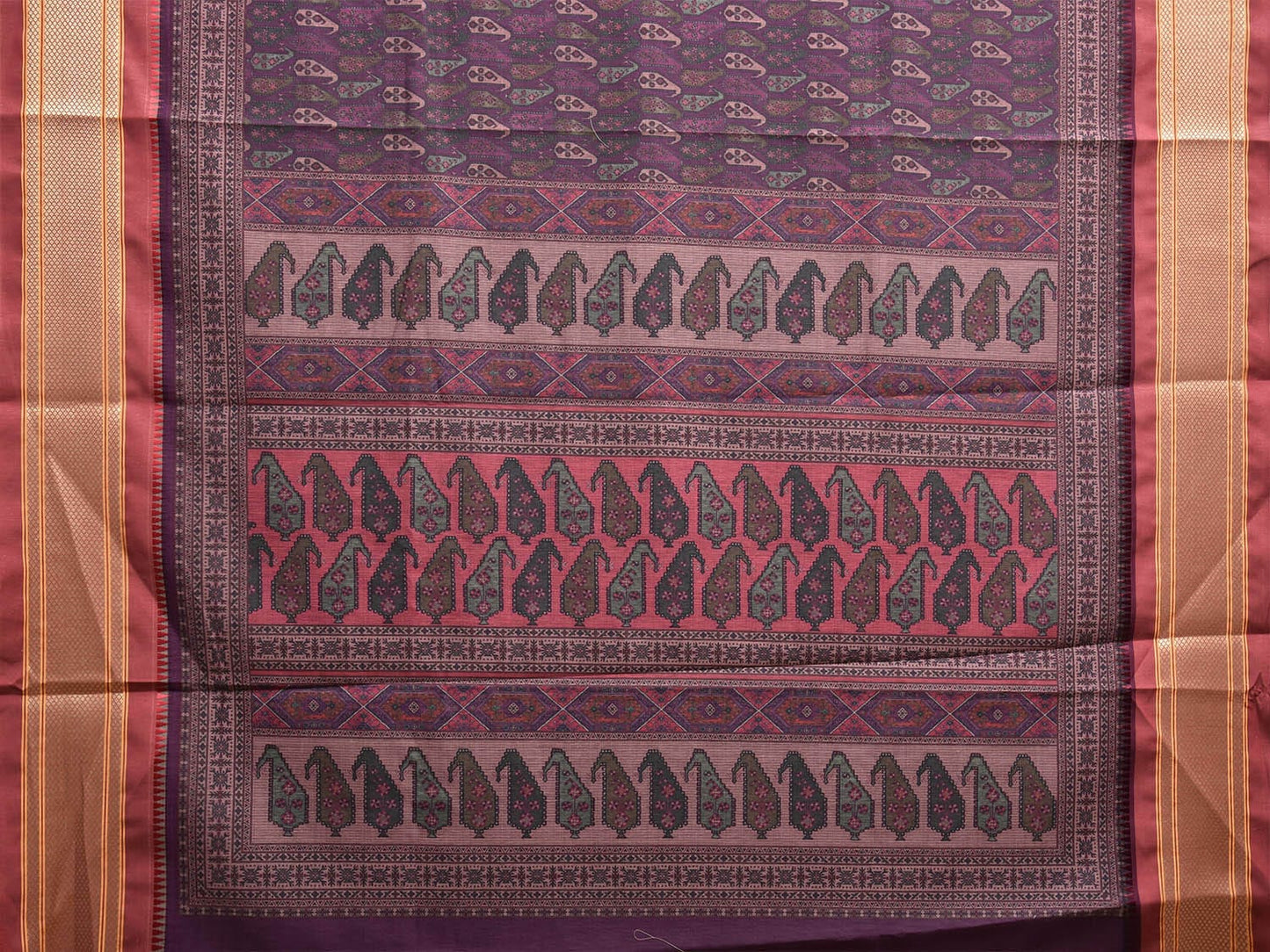 Purple Bamboo Cotton Saree with DIgital Print Design bc0662