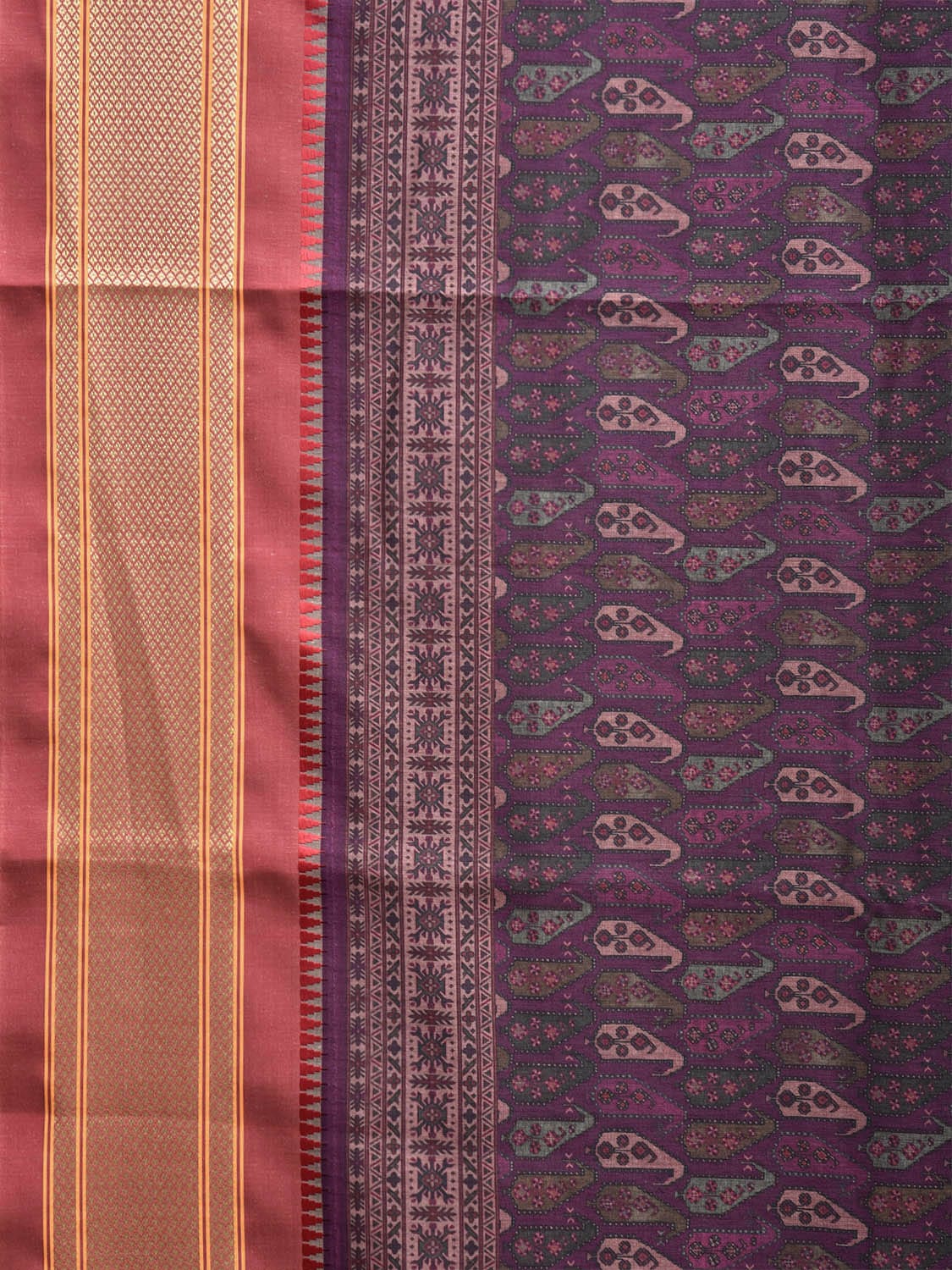 Purple Bamboo Cotton Saree with DIgital Print Design bc0662