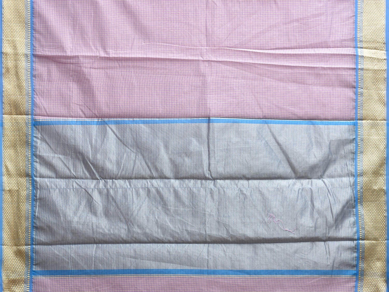 Purple Bamboo Cotton Saree with Small Checks Design No Blouse bc0771