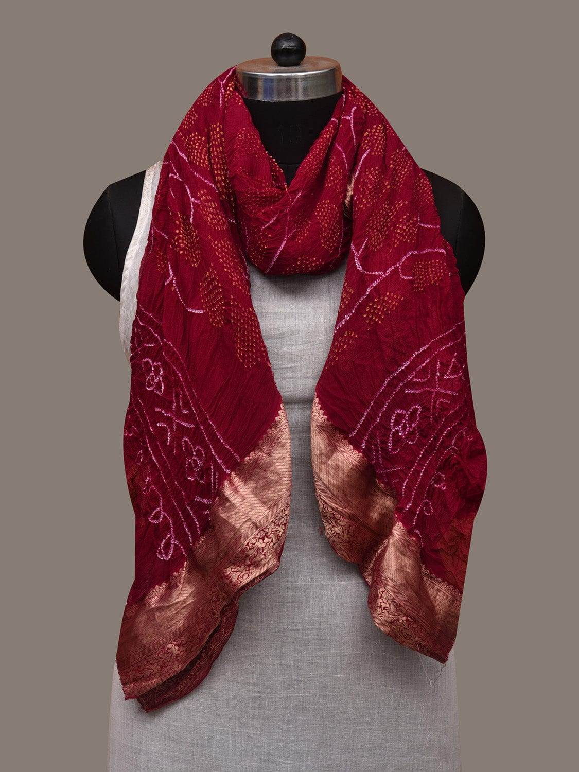 Purple Bandhani Banaras Chiffon Dupatta with Tree Design ds2983