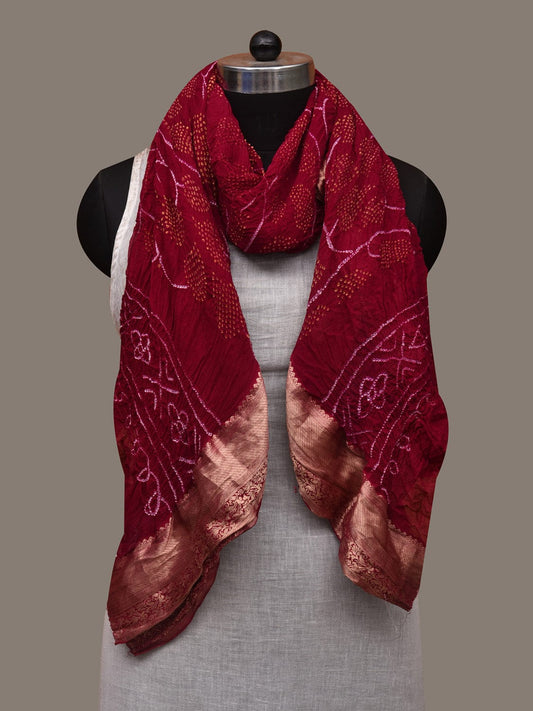 Purple Bandhani Banaras Chiffon Dupatta with Tree Design ds2983