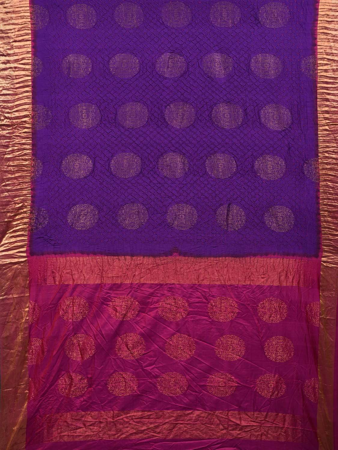Purple Bandhani Kanchipuram Silk Handloom Saree with Big Buta Design bn0273