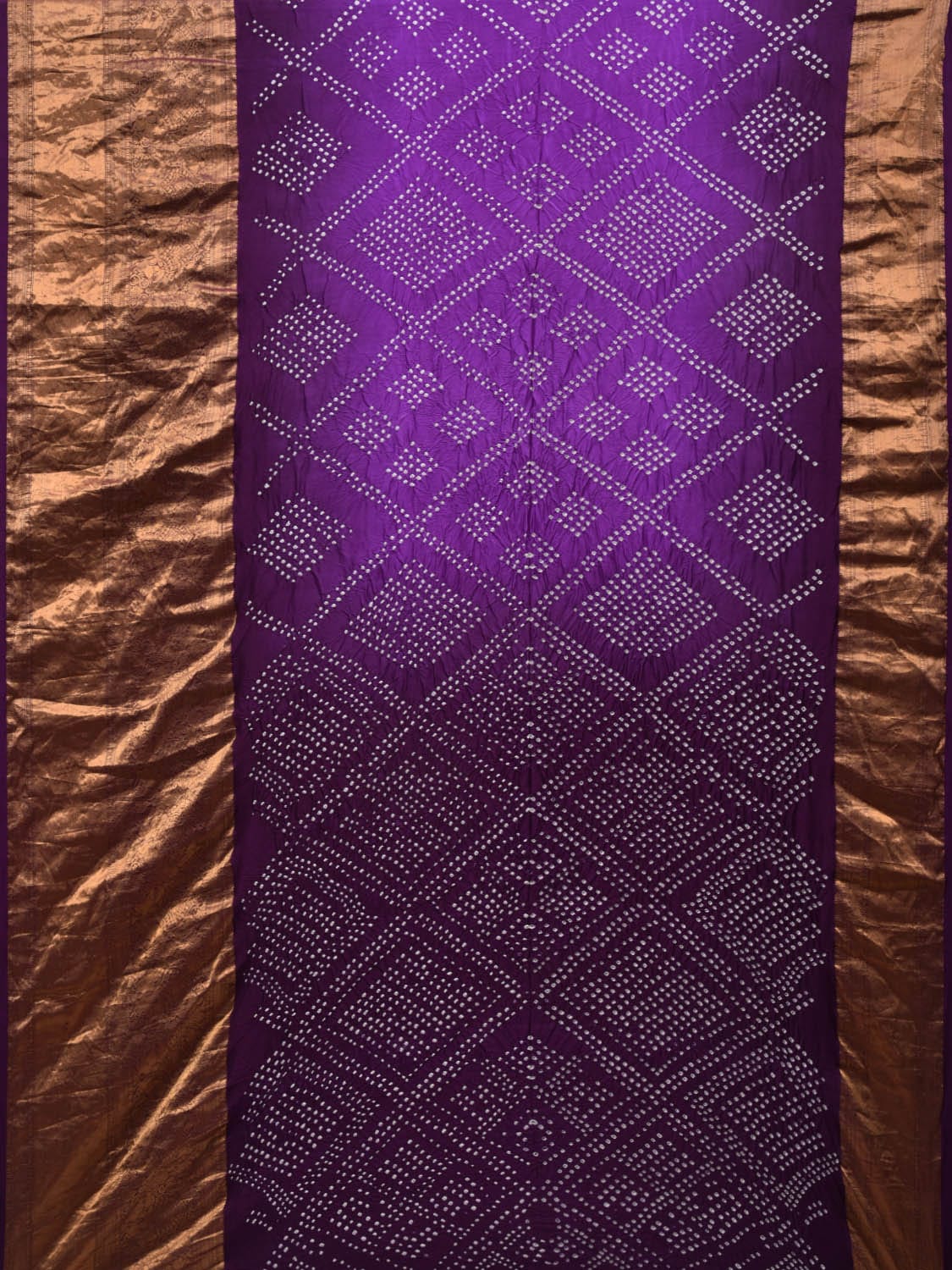 Purple Bandhani Kanchipuram Silk Handloom Saree with Border Design bn0384