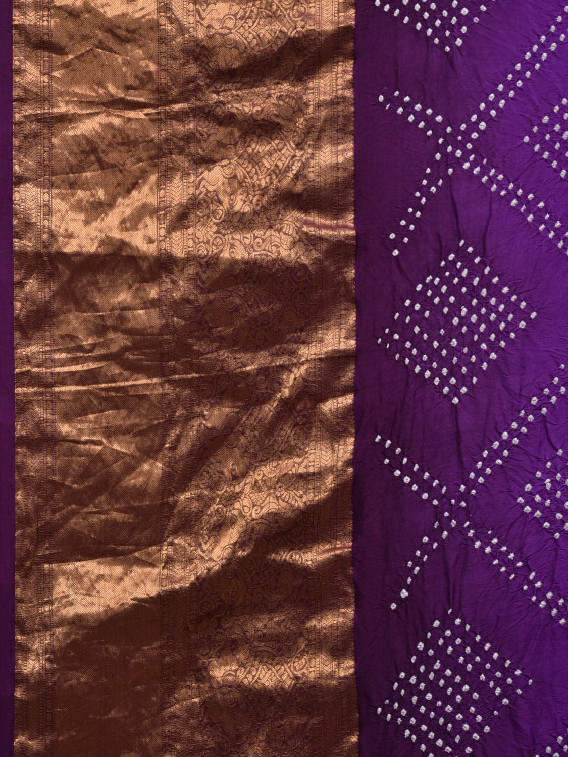 Purple Bandhani Kanchipuram Silk Handloom Saree with Border Design bn0384