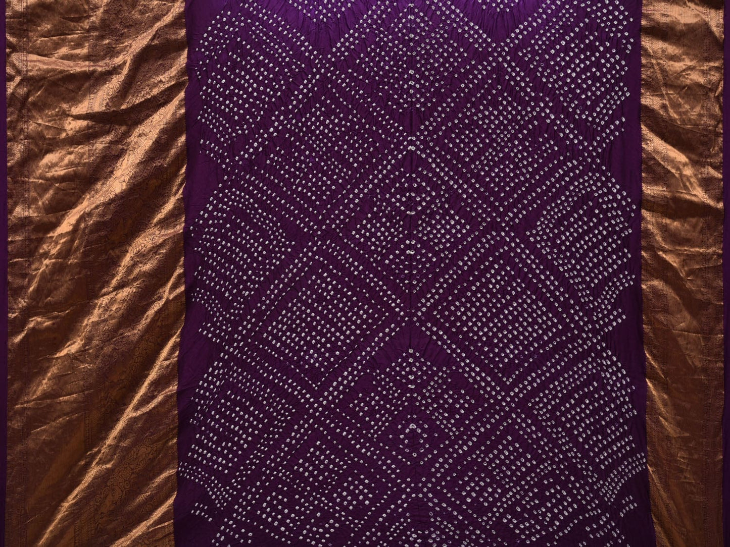 Purple Bandhani Kanchipuram Silk Handloom Saree with Border Design bn0384
