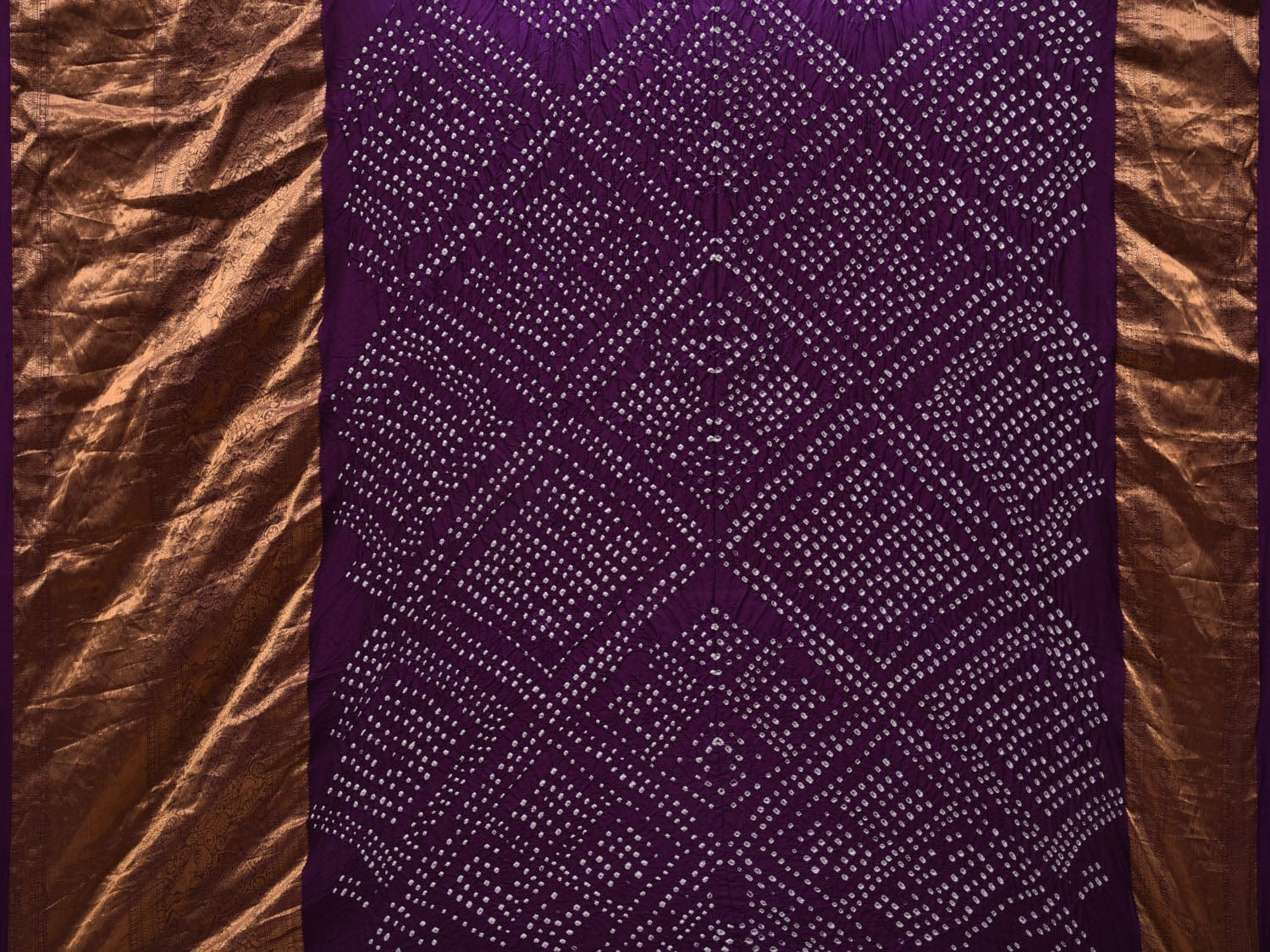 Purple Bandhani Kanchipuram Silk Handloom Saree with Border Design bn0384