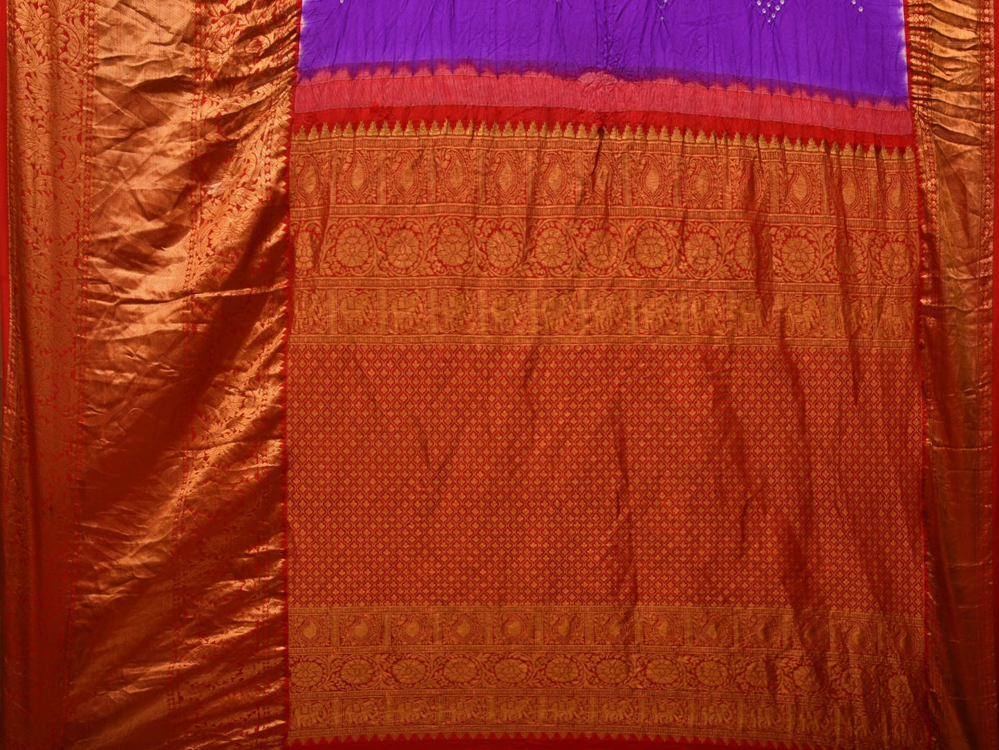 Purple Bandhani Kanchipuram Silk Handloom Saree with Border Design bn0415