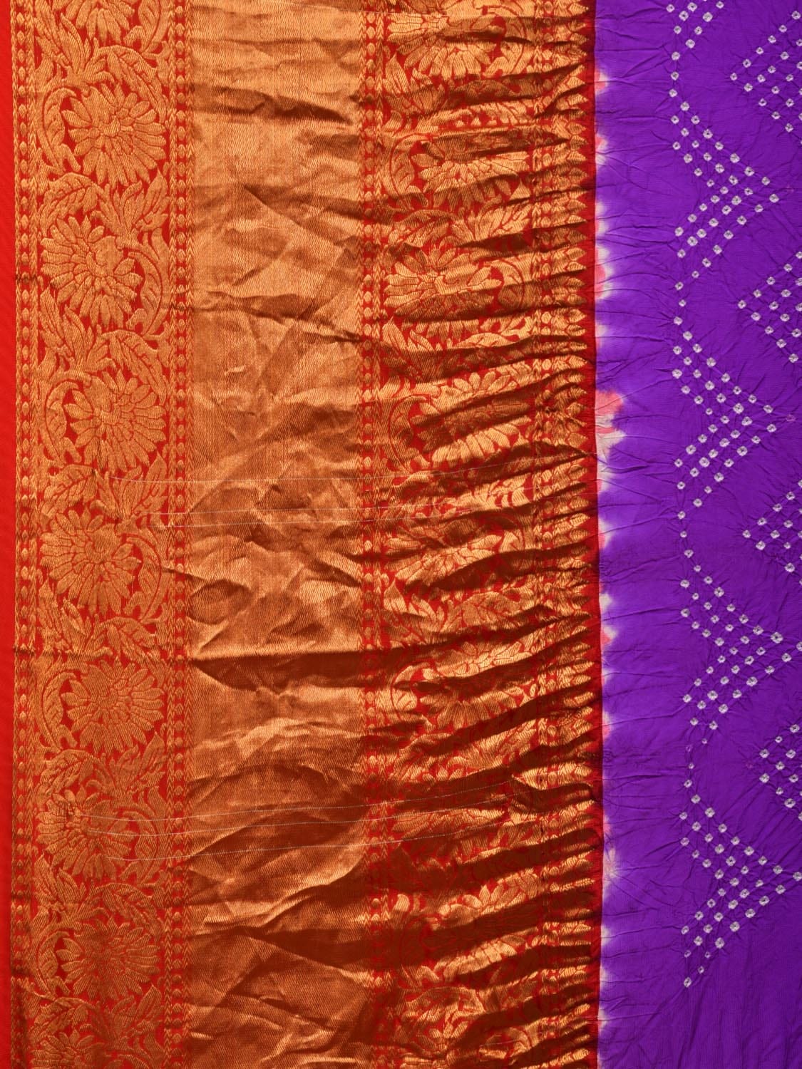 Purple Bandhani Kanchipuram Silk Handloom Saree with Border Design bn0415