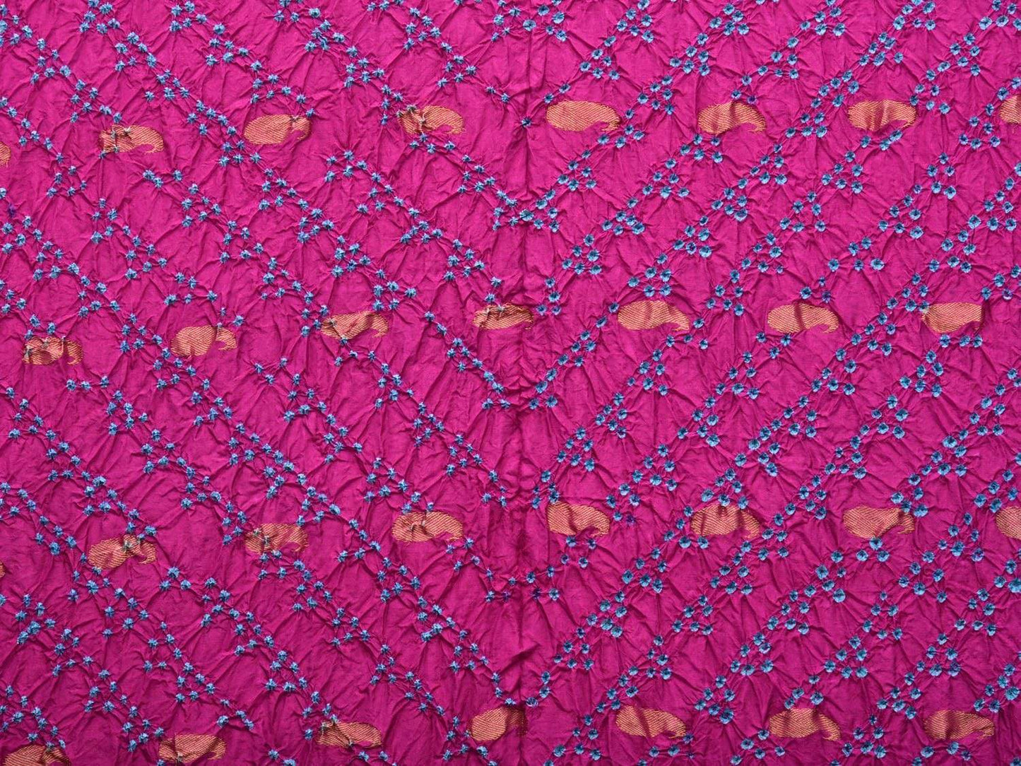 Purple Bandhani Kanchipuram Silk Handloom Saree with Corner Gandaberuda Design bn0229