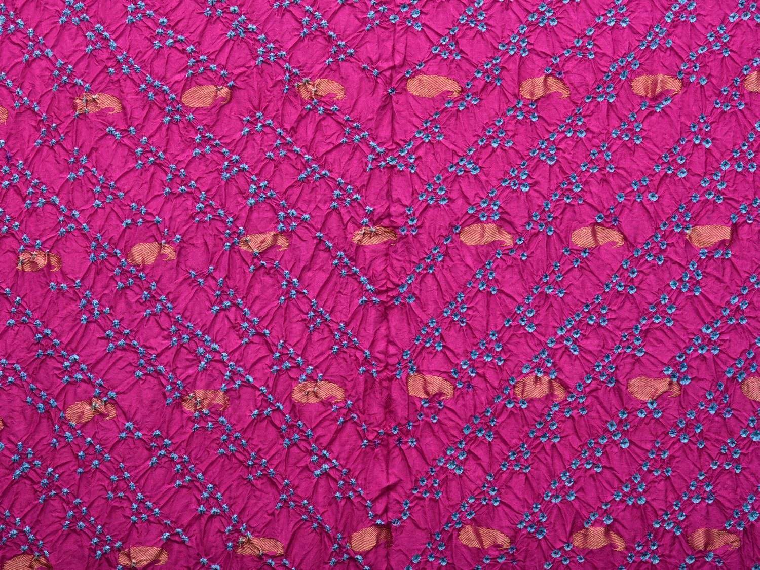 Purple Bandhani Kanchipuram Silk Handloom Saree with Corner Gandaberuda Design bn0229