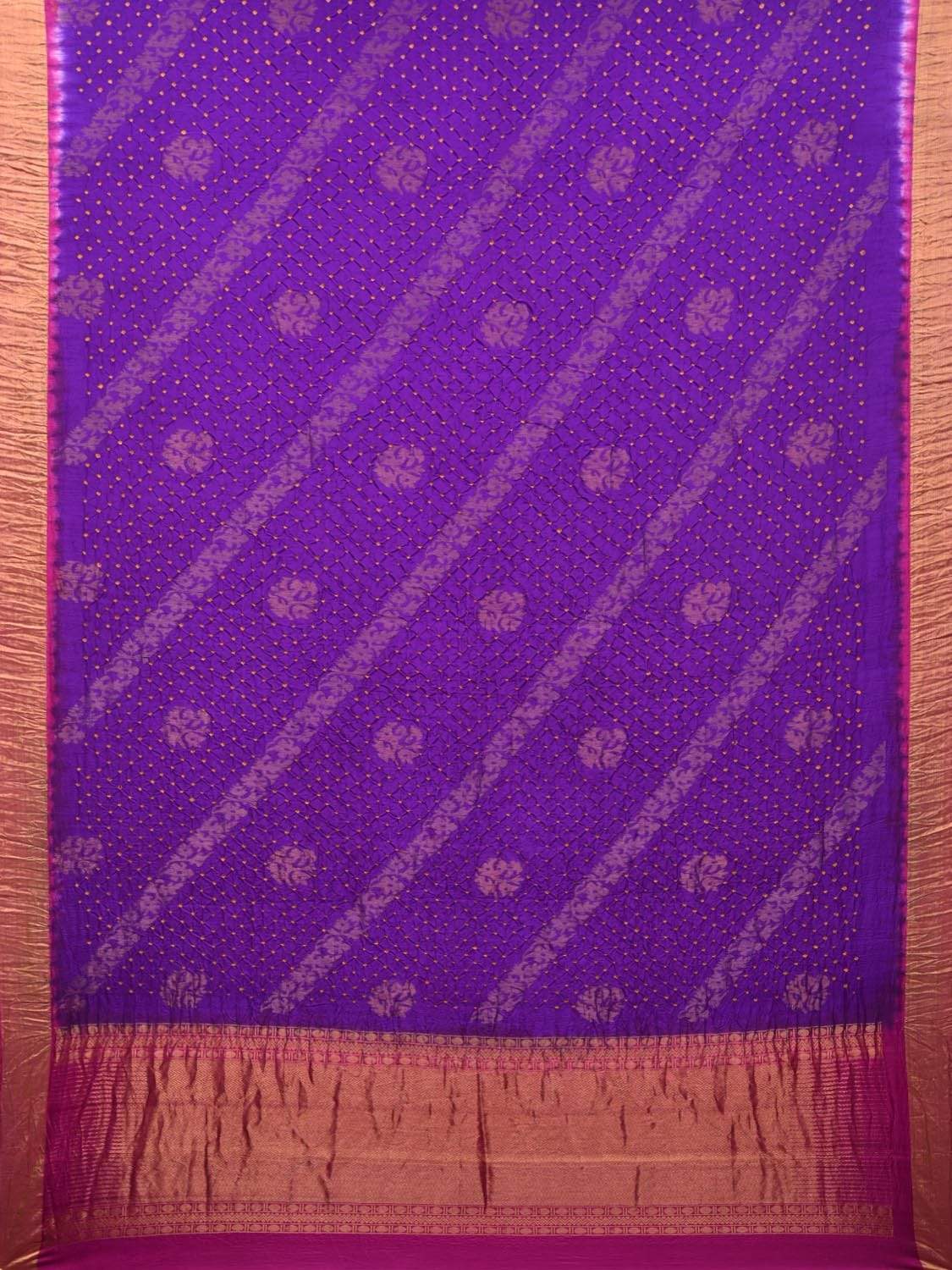 Purple Bandhani Kanchipuram Silk Handloom Saree with Diagonal Design bn0176