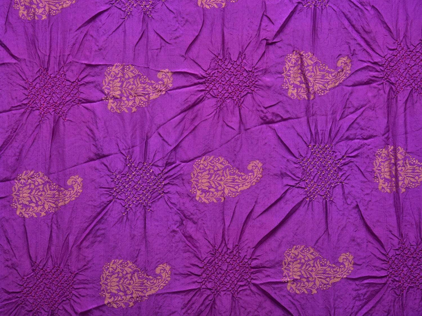 Purple Bandhani Kanchipuram Silk Handloom Saree with Mango Buta Design bn0174