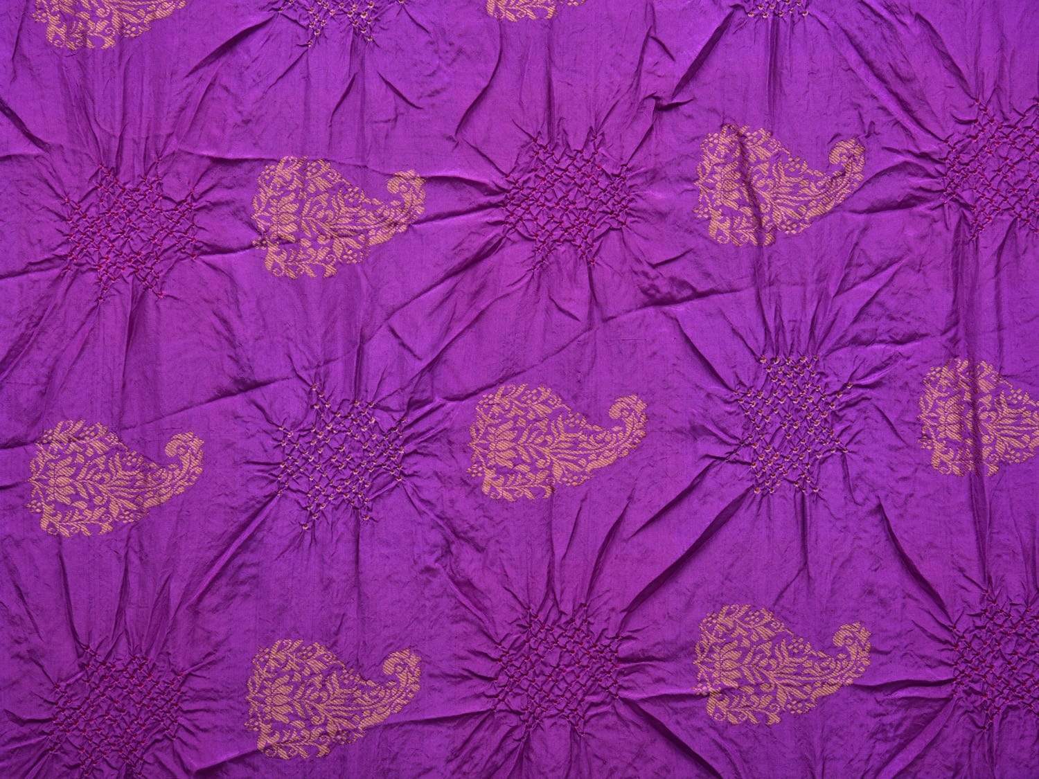 Purple Bandhani Kanchipuram Silk Handloom Saree with Mango Buta Design bn0174