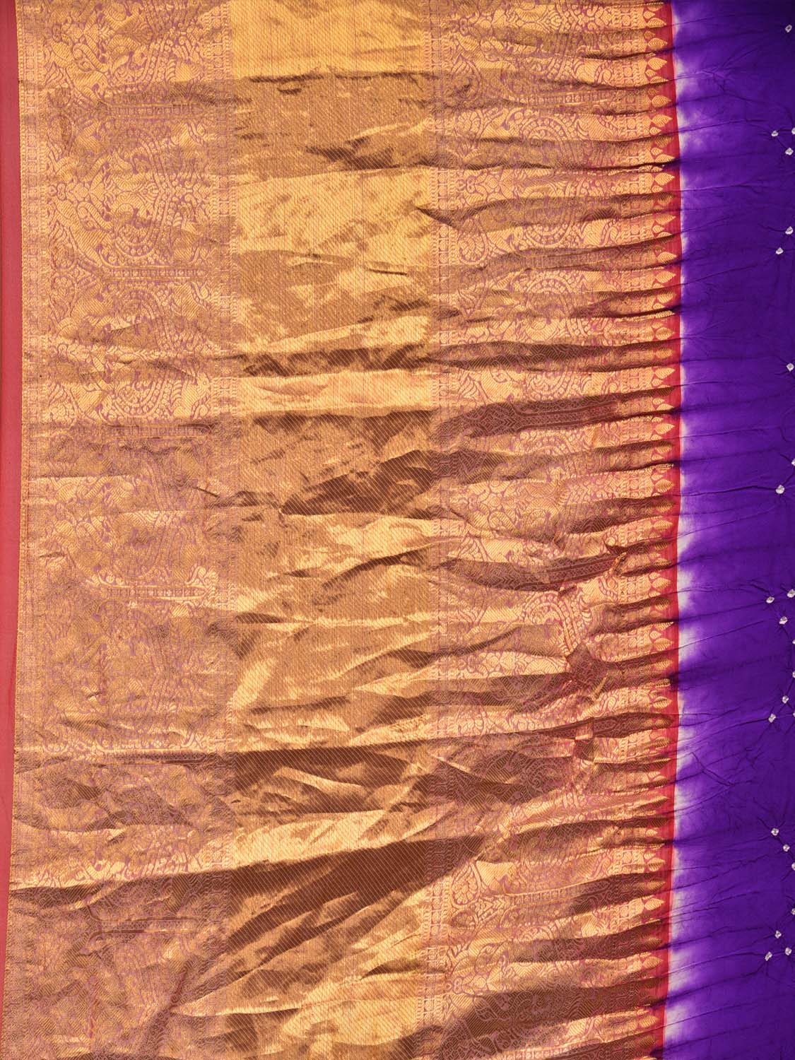 Purple Bandhani Kanchipuram Silk Handloom Saree with Pallu and Border Design bn0460