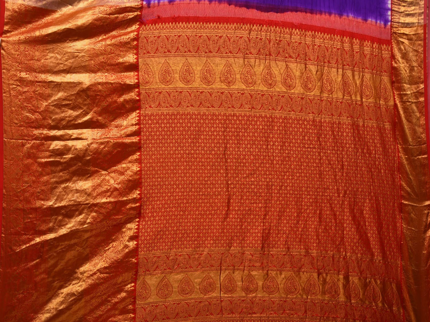 Purple Bandhani Kanchipuram Silk Handloom Saree with Pallu and Border Design bn0460