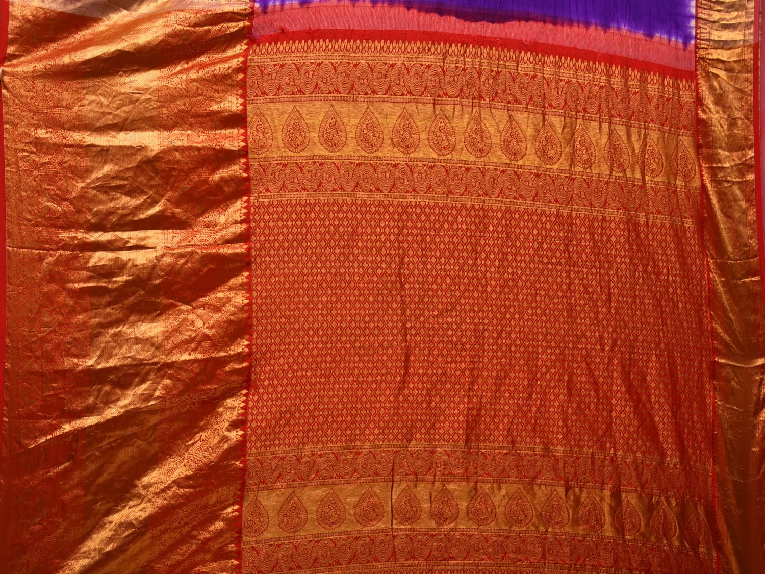Purple Bandhani Kanchipuram Silk Handloom Saree with Pallu and Border Design bn0460