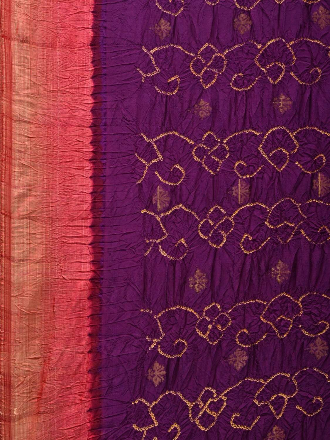 Purple Bandhani Kanchipuram Silk Handloom Saree with Pallu Design bn0302