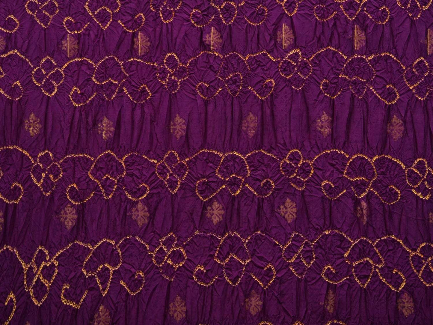 Purple Bandhani Kanchipuram Silk Handloom Saree with Pallu Design bn0302