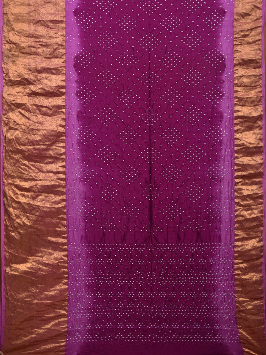 Purple Bandhani Kanchipuram Silk Handloom Saree with Pallu Design bn0430