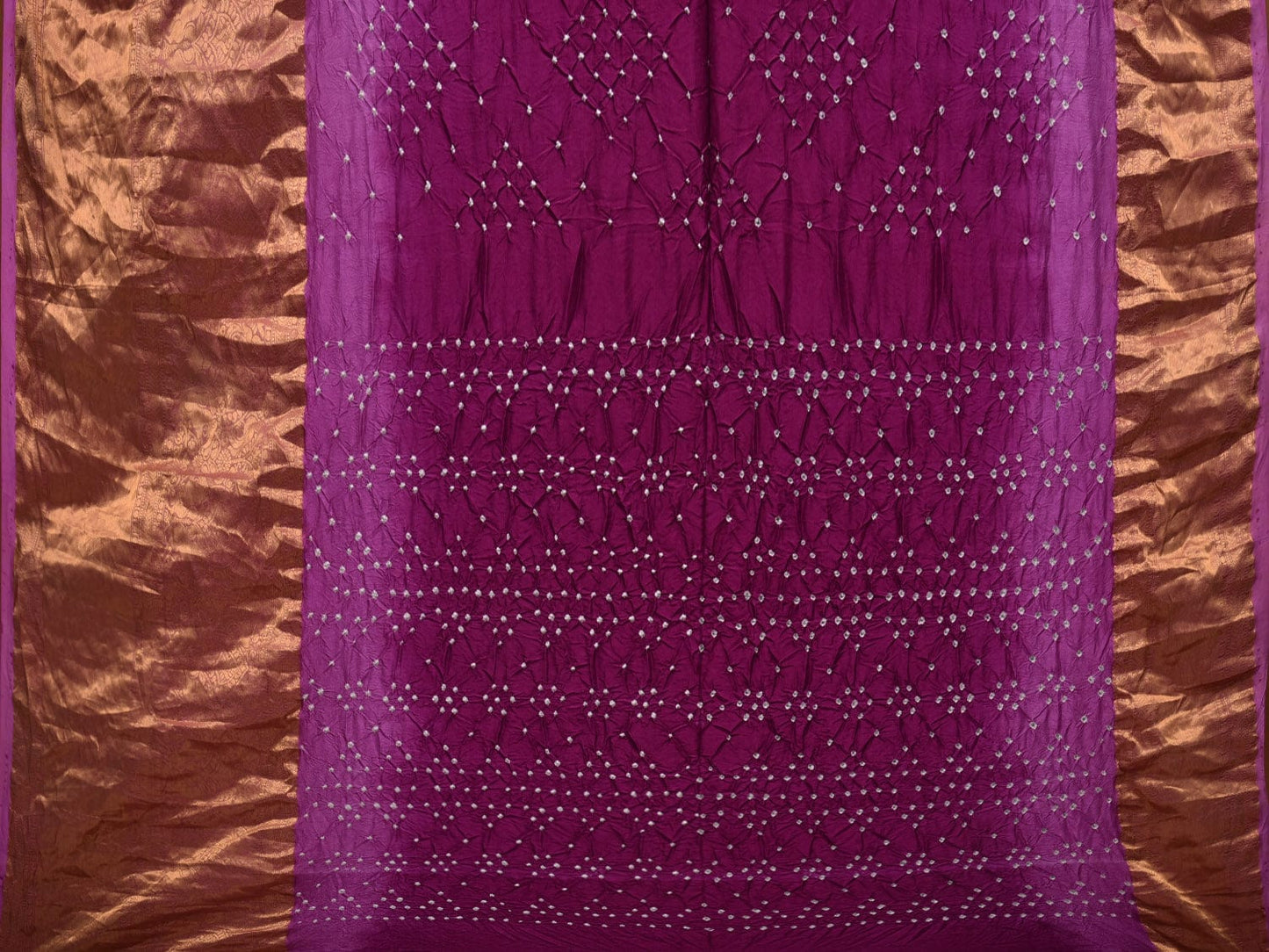 Purple Bandhani Kanchipuram Silk Handloom Saree with Pallu Design bn0430