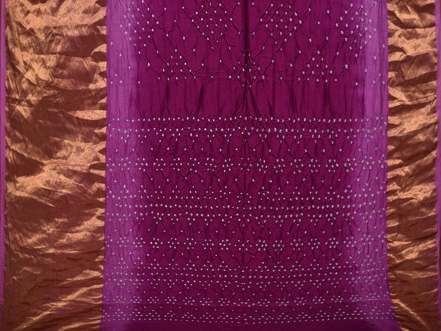 Purple Bandhani Kanchipuram Silk Handloom Saree with Pallu Design bn0430