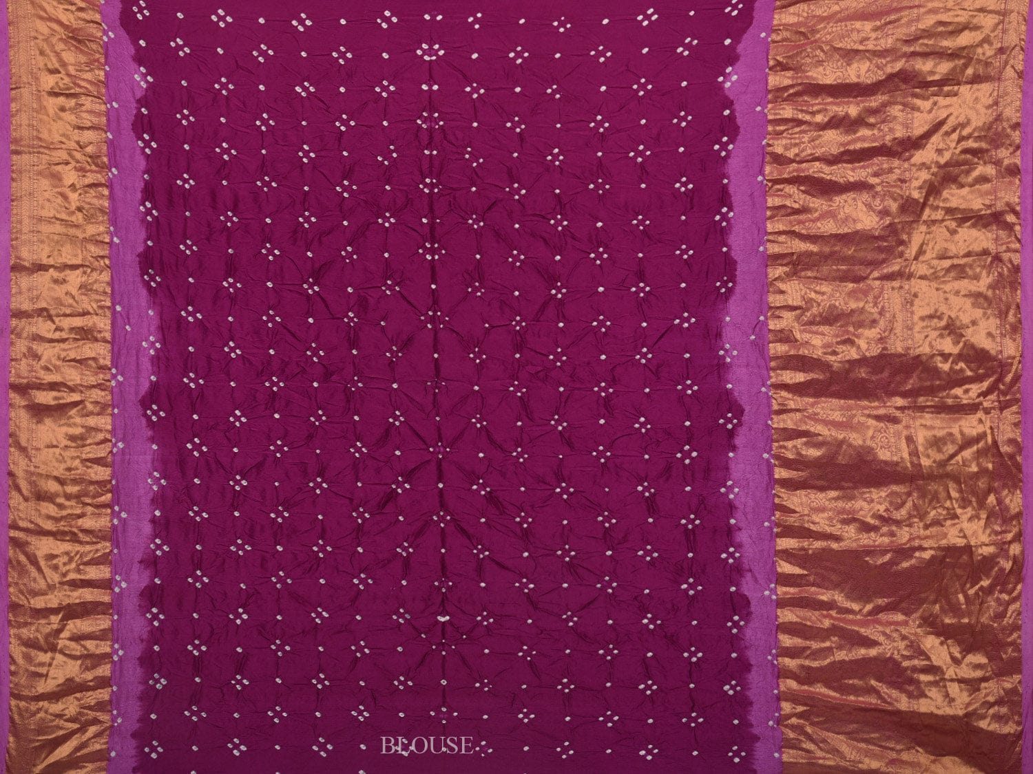 Purple Bandhani Kanchipuram Silk Handloom Saree with Pallu Design bn0430